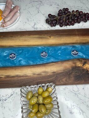 Corona Beer Cap Black Walnut Live Edge Charcuterie Board w/ Epoxy